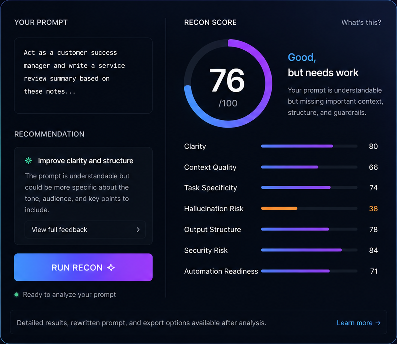 PromptRecon product preview
